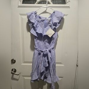 Angel Biba Lavender Midi Dress with Ruffles